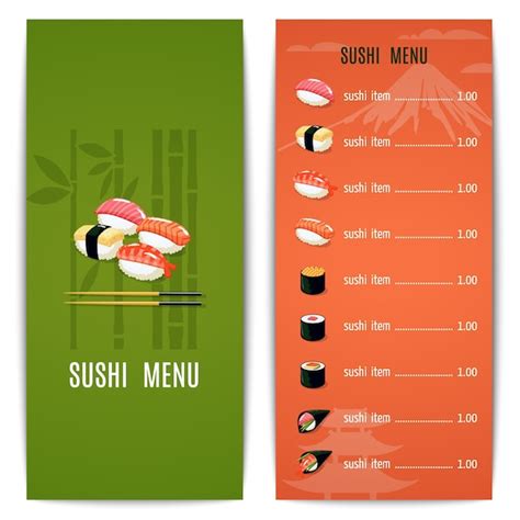 Free Vector Sushi Menu Template