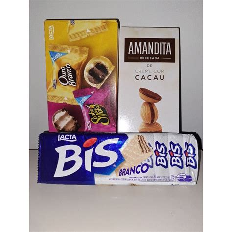 Kit Doces Chocolate Lacta Biscoito Wafer Amandita Sonho De Valsa