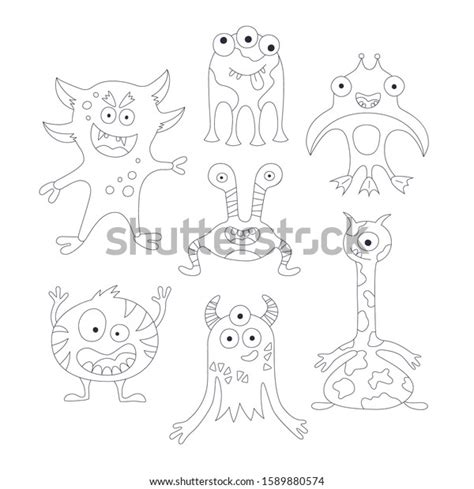 Funny Monsters Set Elements Cartoon Style Stock Vector Royalty Free