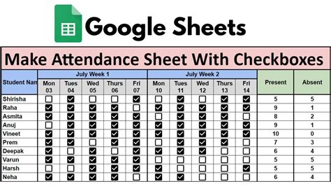 Create Attendance Sheet with Checkboxes in Google Sheets