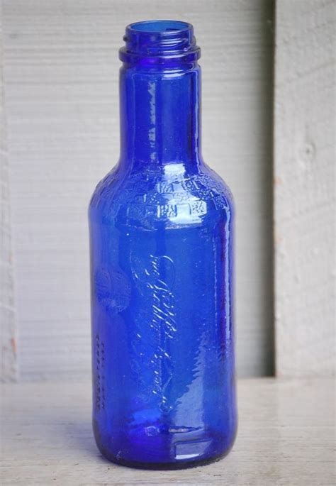 Old Vintage Cobalt Blue Glass Bottle By Ferolito Vultaggio And Sons Arizona Tea Blue Glass