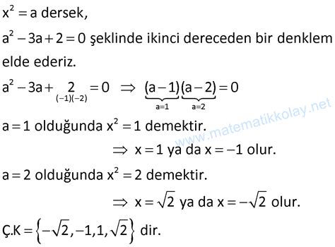 2 Dereceden Denklemler Konu Anlatımı