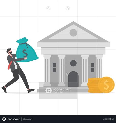 Person With Money Walking To The Bank Illustration Free Download