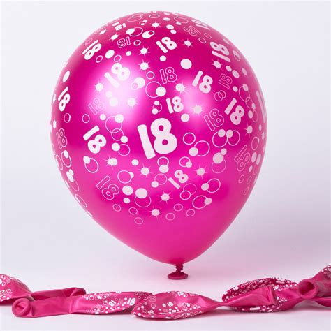 Buy Metallic Pink Circles 18th Birthday Helium Latex Balloons Pack Of