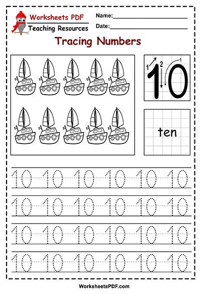 Number 10 Tracing Worksheets For Preschool