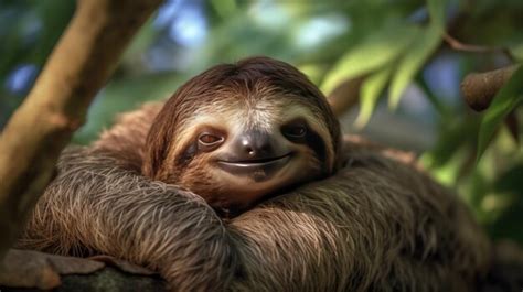 Premium AI Image | brown throated sloth