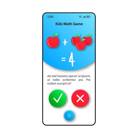 Kids Maths Smartphone Interface Vector Template Mobile App Page White