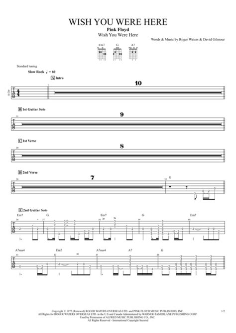 Wish You Were Here Tab By Pink Floyd Guitar Pro Full Score Mysongbook