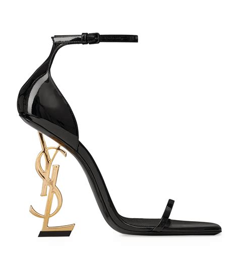 Saint Laurent Black Leather Opyum Sandals 110 Harrods UK