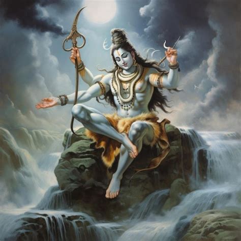 Premium Photo Peaceful Lord Shiva Sitting On Rock Portrait Lord