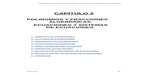 Polinomios Y Fracciones Algebraicas Ecuaciones Y · Ecuaciones Y