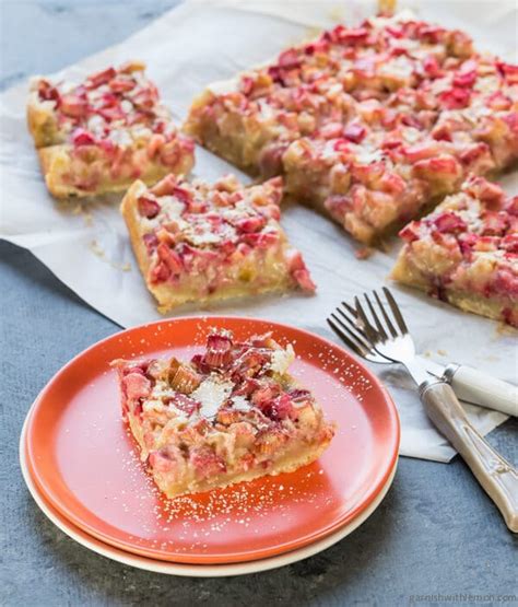 Rhubarb Bars Garnish With Lemon