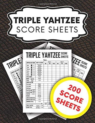 Triple Yahtzee Score Sheets 200 Pages Triple Yahtzee Score Pads