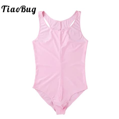TiaoBug Mens Lingerie One Piece Sleeveless Scoop Neck Stretch Solid