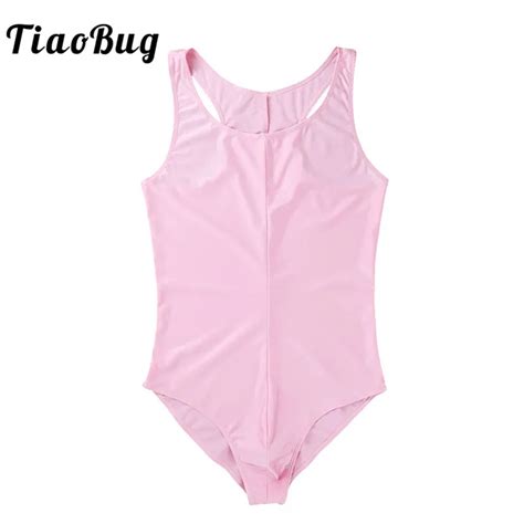 Tiaobug Mens Lingerie One Piece Sleeveless Scoop Neck Stretch Solid