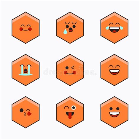 Emoticon hexagon icon set stock vector. Illustration of learning ...