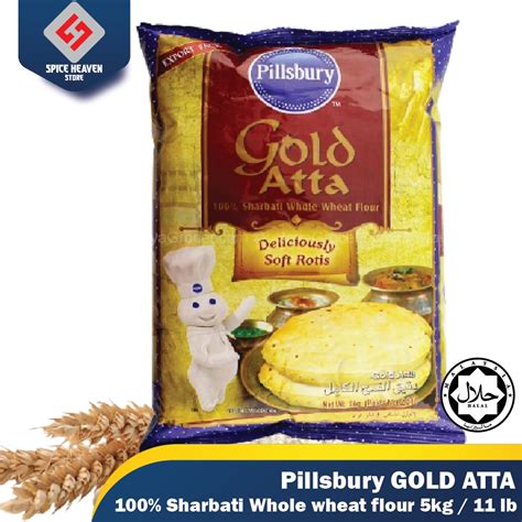 Ready Stock Pillsbury Gold Atta 5kg 100 Sharbati Whole Wheat Flour