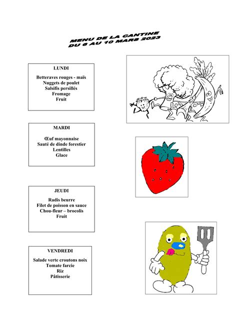 Cantine Menu Du Au Mars Marsac A Bouge