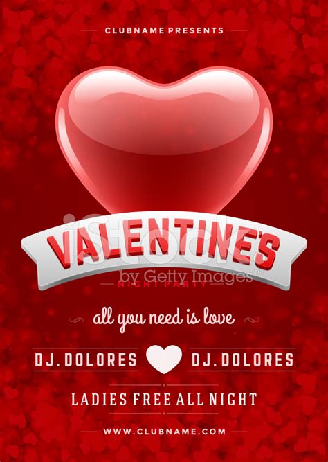 Happy Valentines Day Party Poster Design Template Stock Vector ...