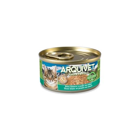 Lata de comida úmida Arquivet para gatos de atum branco e frango 80 gr