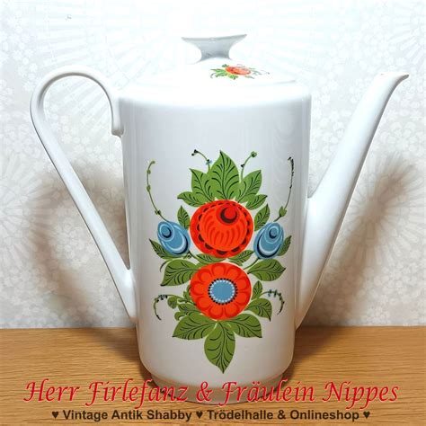 60er Jahre Vintage Kaffeekanne Mit Retro Blumen KAHLA