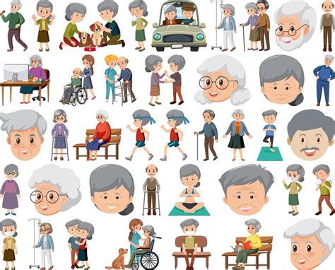 Collection Of Elderly People Icons 13908552 Vector Art At Vecteezy