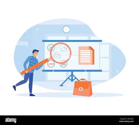 Businessman Analyzing Big Data On Graph Using Magnifying Glass Flat