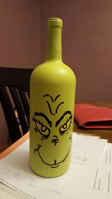 My Grinch Wine Bottle Wine Bottle Crafts Bottle Crafts Wine Bottle