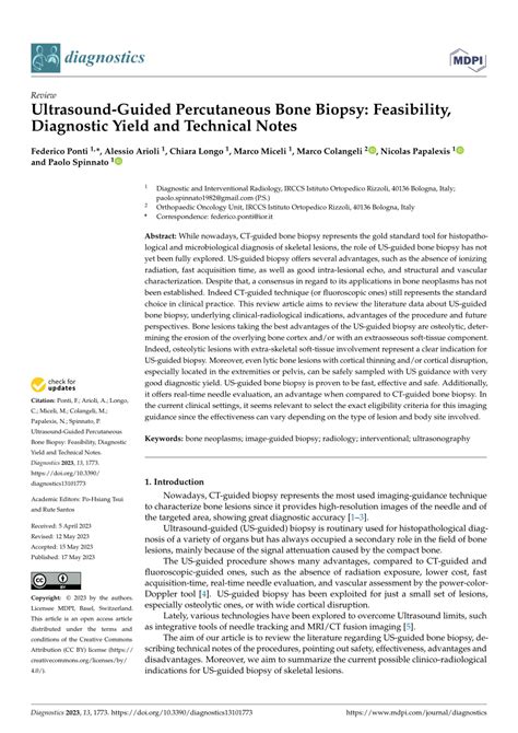 Pdf Ultrasound Guided Percutaneous Bone Biopsy Feasibility