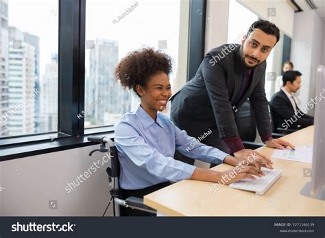 Happy African Business Woman Wheelchair Working Stock Photo 2271160139