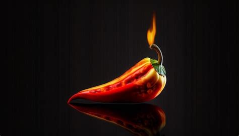 Piment O Picante Pegando Fogo Em Fundo Preto Ai Generativo Foto Premium