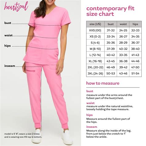 Heartsoul Womens Contemporary Fit Scrubs Size Chart Scrub Pro Uniforms