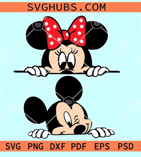 Peeking Mickey And Minnie Svg Disney Characters Svg Peeking Mickey