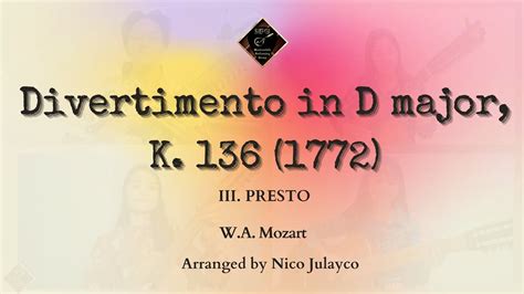 Mozart Divertimento In D Major K 136 1772 III Presto YouTube