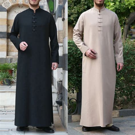 Men Muslim Islamic Clothing Arabic Dubai Traditional Abaya Dress Kaftan