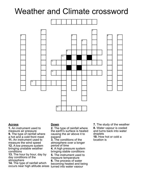 Weather And Climate Crossword WordMint