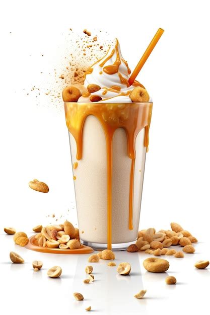 Premium Ai Image Frappe Drink With Caramel An Nuts Isolated On White