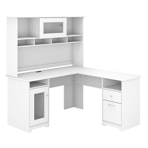 Bush Furniture Cabot W L Shaped Computer Desk With Hutch In White