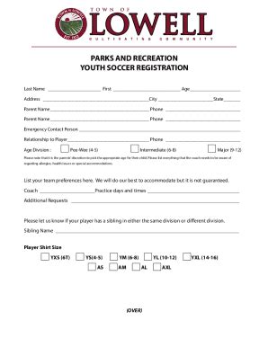 Fillable Online Parks And Recreation Registration Form Pdf Fax Email