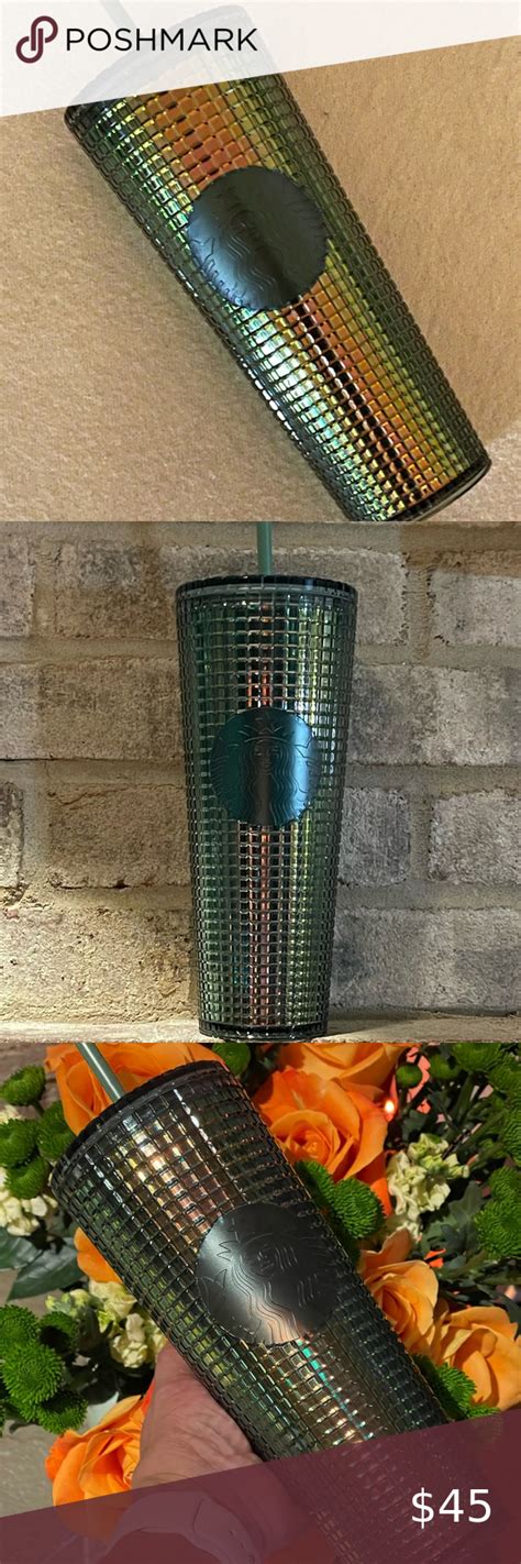 NWT Starbucks Fall 2022 Iridescent Green RAINFOREST GRID Disco Venti