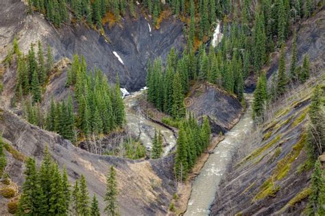 Aerial View Of A Mountain Creek In A Deep Canyon Stock Image Image Of