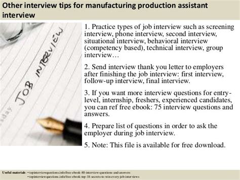 Top 10 Manufacturing Production Assistant Interview Questions And Ans