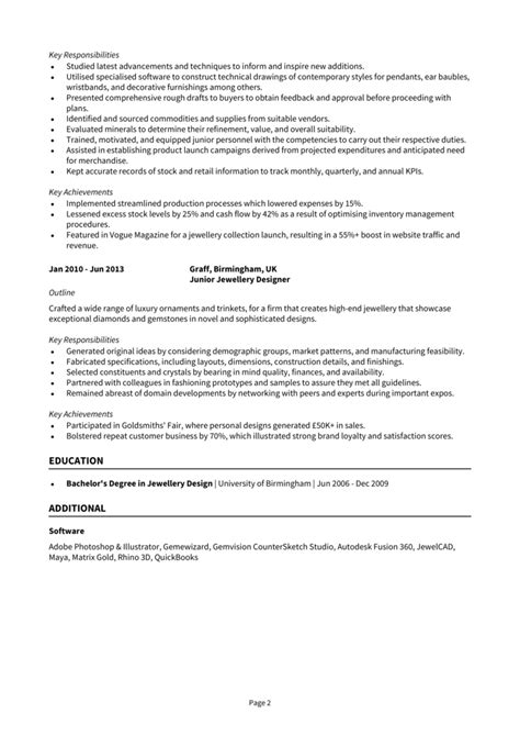 Jewellery Designer Cv Example Guide Land Great Jobs