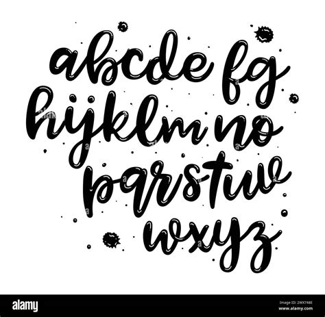 Vector Hand Drawn Alphabet Isolated On White Background Brush Painted