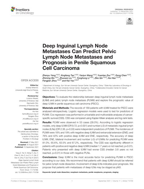 Pdf Deep Inguinal Lymph Node Metastases Can Predict Pelvic Lymph Node Metastases And Prognosis