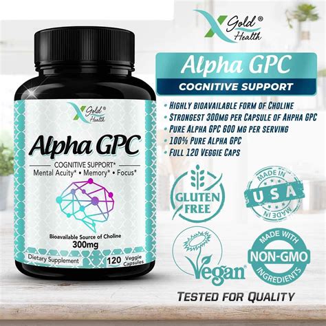 Alpha GPC Choline Supplement 600mg 120 Veggie Capsules Cognitive