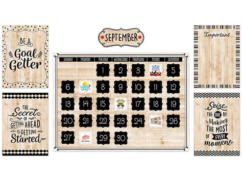 Black White And Wood Calendar Bulletin Board Set At Lakeshore Learning