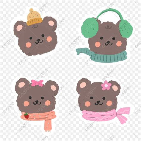 Korean Bear Stickers Hd Transparent Cute Korean Bear In Winter