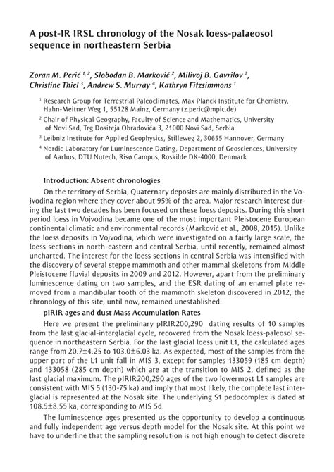 Pdf A Post Ir Irsl Chronology Of The Nosak Loess Palaeosol Sequence