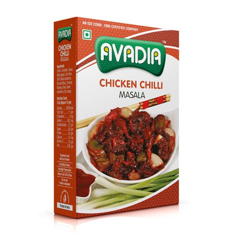 Avadia Chicken Chilli Masala Packaging Size 50g100g Packaging Type